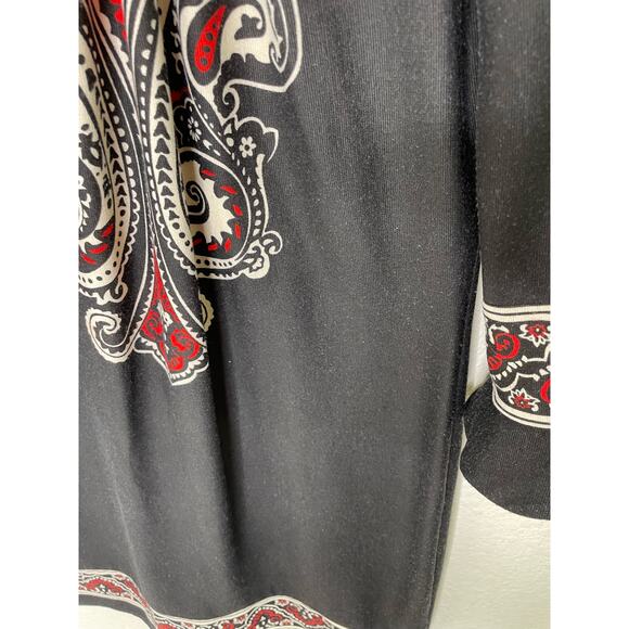 Perceptions New York Flare Long Sleeve Pattern Dress Knee Length Modest Dress - Picture 6 of 6